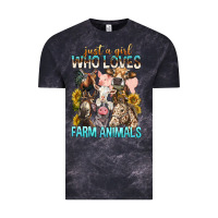 Cloud Black Just A Girl Who Loves Farm Animals Vintage Tee - BundleAndBundleShop