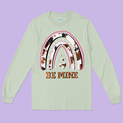 Valentines Day Rainbow, Valentines Day Rainbow Cowhide, Long Sleeve Tee Designed By Bettercallsaul
