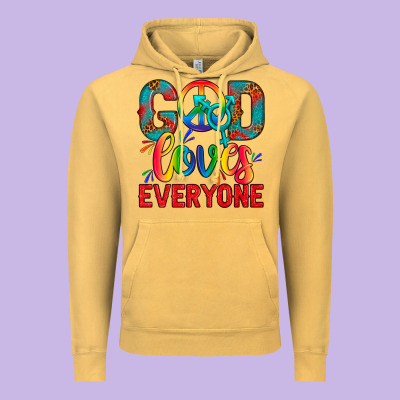 Lgbtq+ God Loves Everyone Vintage Hoodie Designed By Bundleandbundleshop