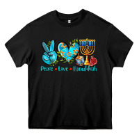 Black peace love hanukkah Heavy Core Tee - AdoDesignShop