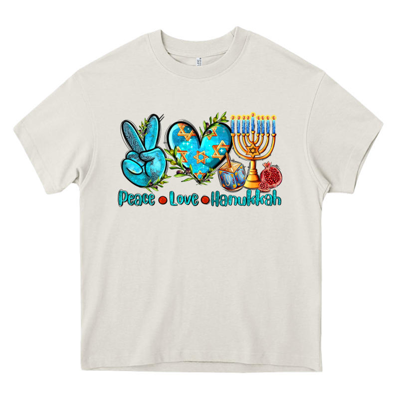 Peace Love Hanukkah Heavy Core Tee by AdoDesignShop | Teevron