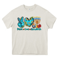 Cream peace love hanukkah Heavy Core Tee - AdoDesignShop