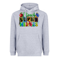 Heather Grey I teach super heroes Heavyweight Hoodie - FaDigitalArtStudio