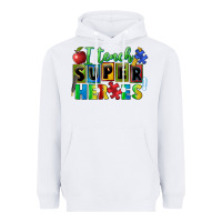 White I teach super heroes Heavyweight Hoodie - FaDigitalArtStudio