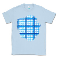 Dusty Blue Winter Tartan Patch Classic Tee - BundleAndBundleShop