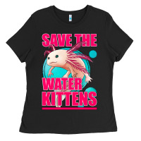 Black save the water kittens axolotl Ladies Tee - Jasminsmagicworld