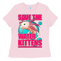 Bubblegum Pink save the water kittens axolotl Ladies Tee - Jasminsmagicworld