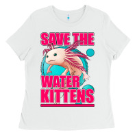 White save the water kittens axolotl Ladies Tee - Jasminsmagicworld