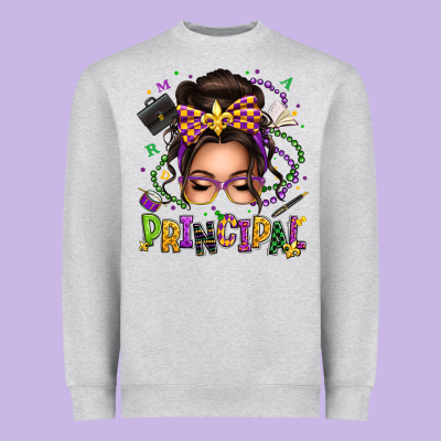 Mardi Gras Principal Caucasian Messy Bun Heavyweight Sweatshirt Designed By Texasbilliewilder