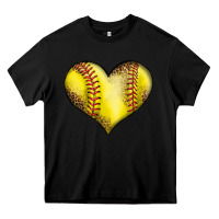 Black softball heart Heavy Core Tee - LillyAllenDesigns