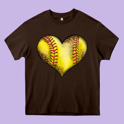 Softball Heart Heavy Core Tee Designed By Lillyallendesigns