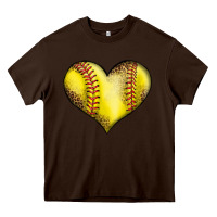 Chocolate Brown softball heart Heavy Core Tee - LillyAllenDesigns