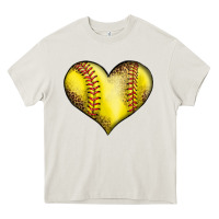 Cream softball heart Heavy Core Tee - LillyAllenDesigns