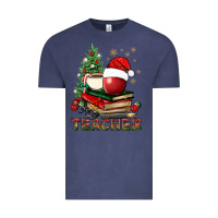 Vintage Denim Teacher With Christmas Tree Vintage Tee - BundleAndBundleShop