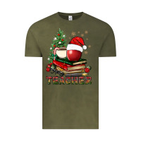 Vintage Olive Teacher With Christmas Tree Vintage Tee - BundleAndBundleShop