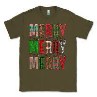 Army Green Merry Merry Merry Christmas Classic Tee - BundleAndBundleShop
