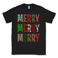Black Merry Merry Merry Christmas Classic Tee - BundleAndBundleShop