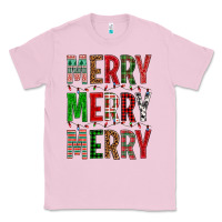Bubblegum Pink Merry Merry Merry Christmas Classic Tee - BundleAndBundleShop