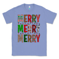 Colony Blue Merry Merry Merry Christmas Classic Tee - BundleAndBundleShop
