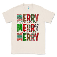 Natural Merry Merry Merry Christmas Classic Tee - BundleAndBundleShop