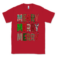 Red Merry Merry Merry Christmas Classic Tee - BundleAndBundleShop