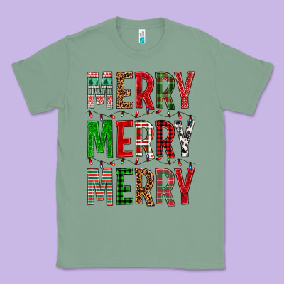 Merry Merry Merry Christmas Classic Tee Designed By Bundleandbundleshop