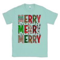Seafoam Merry Merry Merry Christmas Classic Tee - BundleAndBundleShop