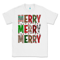 White Merry Merry Merry Christmas Classic Tee - BundleAndBundleShop