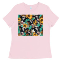 Bubblegum Pink western leopard sunflower black and white  cow Ladies Tee - BarkalooDesign