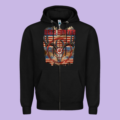 Deer Hunter Zipper Hoodie Designed By Cowgirlartshop