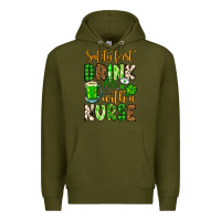 Army Green St. Patrick's Safety first drink with a Nurse Premium Hoodie - OliviaCreatesArt