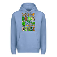 Colony Blue St. Patrick's Safety first drink with a Nurse Premium Hoodie - OliviaCreatesArt