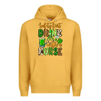 Mustard St. Patrick's Safety first drink with a Nurse Premium Hoodie - OliviaCreatesArt