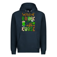 Navy St. Patrick's Safety first drink with a Nurse Premium Hoodie - OliviaCreatesArt