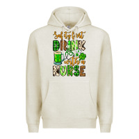 Oatmeal Heather St. Patrick's Safety first drink with a Nurse Premium Hoodie - OliviaCreatesArt