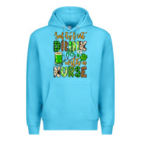 Ocean Blue St. Patrick's Safety first drink with a Nurse Premium Hoodie - OliviaCreatesArt