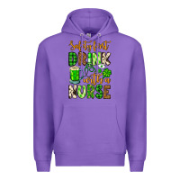 Purple St. Patrick's Safety first drink with a Nurse Premium Hoodie - OliviaCreatesArt