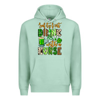Seafoam St. Patrick's Safety first drink with a Nurse Premium Hoodie - OliviaCreatesArt
