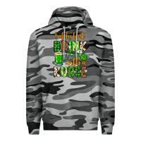 Slate Camo St. Patrick's Safety first drink with a Nurse Premium Hoodie - OliviaCreatesArt