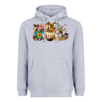 Heather Grey Cows And Coffee Heavyweight Hoodie - FaDigitalArtStudio