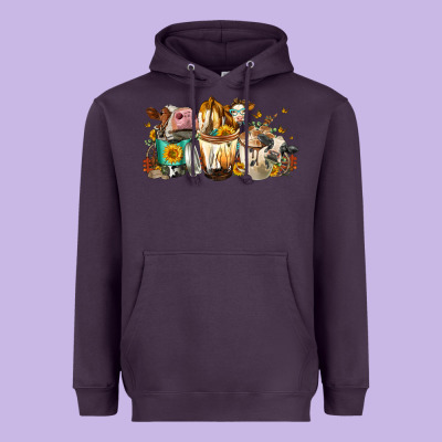 Cows And Coffee Heavyweight Hoodie Designed By Fadigitalartstudio