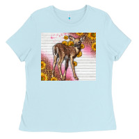 Baby Blue Western Cute Baby Deer Fawn Ladies Tee - LillyAllenDesigns