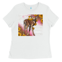 White Western Cute Baby Deer Fawn Ladies Tee - LillyAllenDesigns