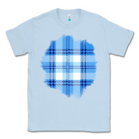 Dusty Blue Winter Tartan Patch Classic Tee - BundleAndBundleShop