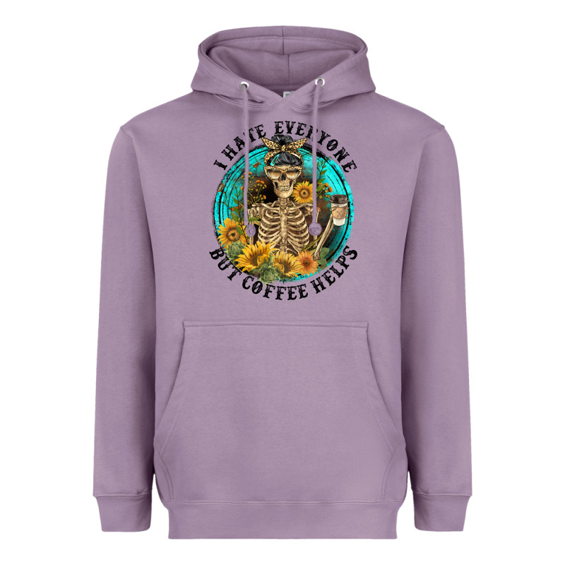 I Hate Everyone But Coffee Helps Heavyweight Hoodie by FaDigitalArtStudio | Teevron