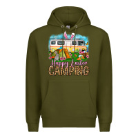 Army Green Happy Easter camping Premium Hoodie - OliviaCreatesArt