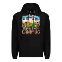 Black Happy Easter camping Premium Hoodie - OliviaCreatesArt