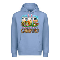 Colony Blue Happy Easter camping Premium Hoodie - OliviaCreatesArt