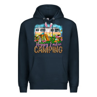 Navy Happy Easter camping Premium Hoodie - OliviaCreatesArt