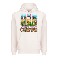 Pale Pink Happy Easter camping Premium Hoodie - OliviaCreatesArt